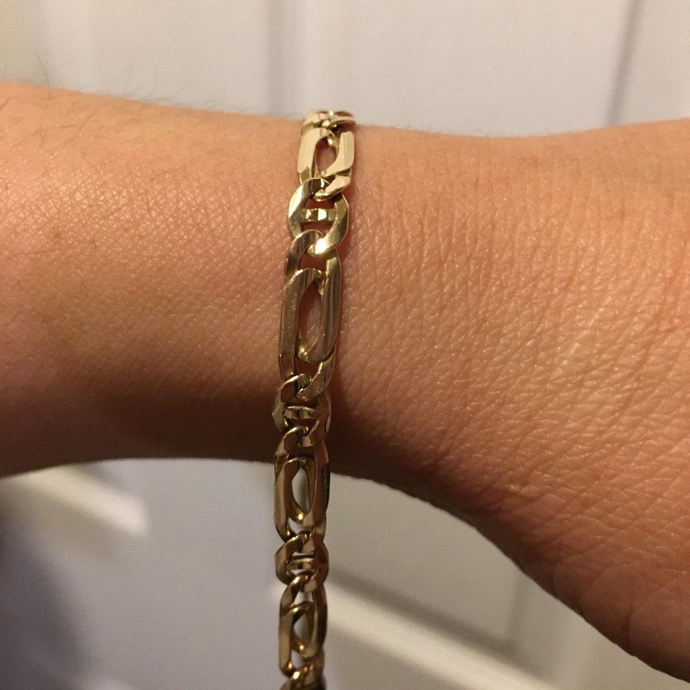 14K ITALIAN HEAVY Y GOLD UNIQUE BRACELET